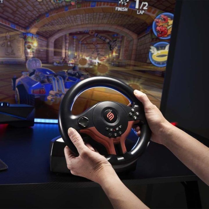 Žaidimų vairo ir pedalų komplektas PS4/PS3/XBOX ONE/PC/SWITCH Subsonic Superdrive SV 250-S, raudonas
