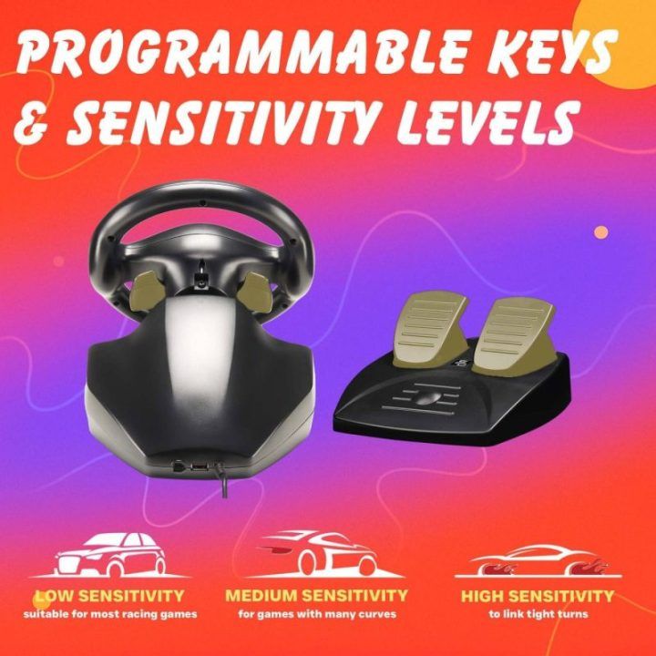Žaidimų vairo ir pedalų komplektas PS4/PS3/XBOX ONE/PC/SWITCH Subsonic Superdrive SV 250-S, raudonas