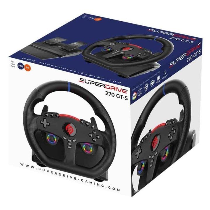 Žaidimų vairas su pedalu ir pavarų perjungimo mentelėmis Subsonic Superdrive 270 GT5, 27 cm