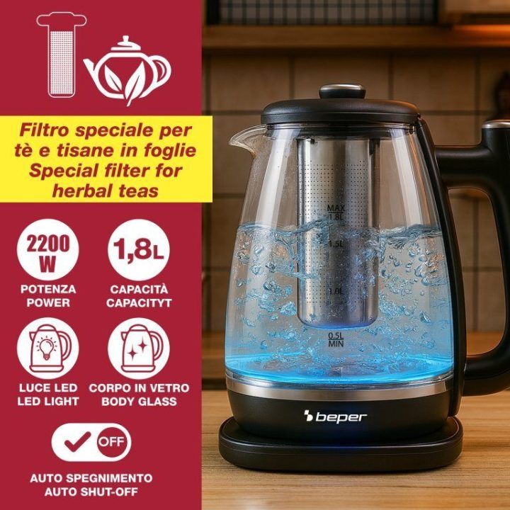 Elektrinis virdulys Beper P101BOL200, 1,8 l, 2200 W