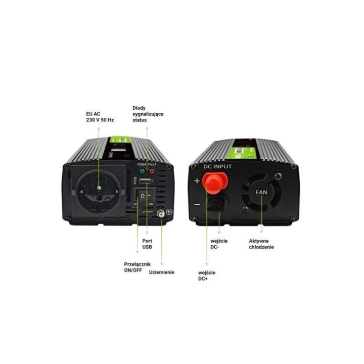 Automobilinis keitiklis GREEN CELL 12V/230V 500W