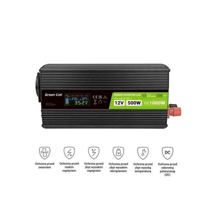 Automobilinis keitiklis GREEN CELL 12V/230V 500W