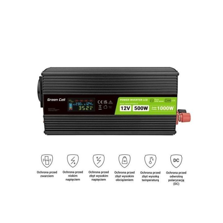 Automobilinis keitiklis GREEN CELL 12V/230V 500W