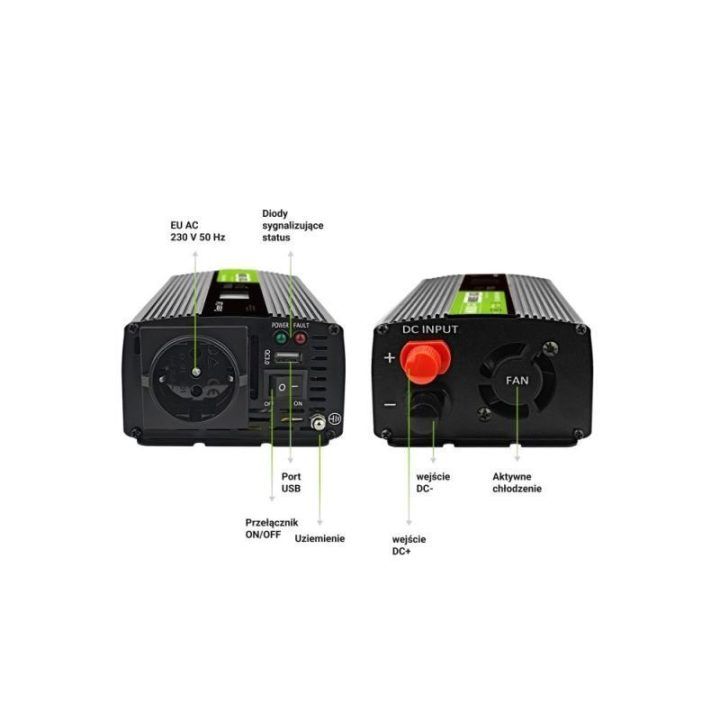 Automobilinis keitiklis GREEN CELL 12V/230V 500W