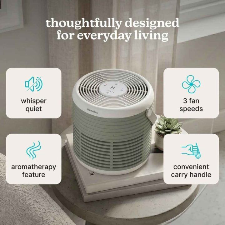Oro valytuvas su 3 viename HEPA filtru Homedics Whisper Pure Comfort, iki 42 m²