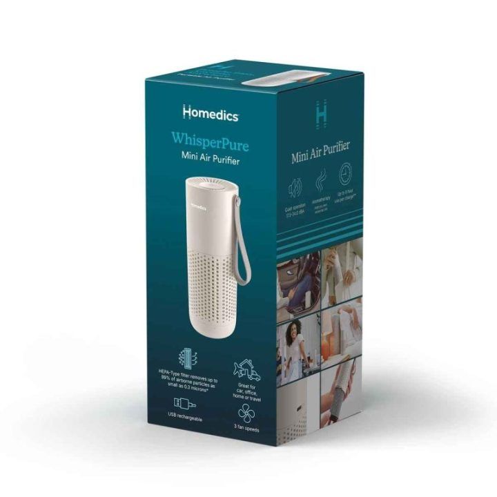 Mini oro valytuvas Homedics Whisper Pure, 3 greičiai, 18 × 7 cm