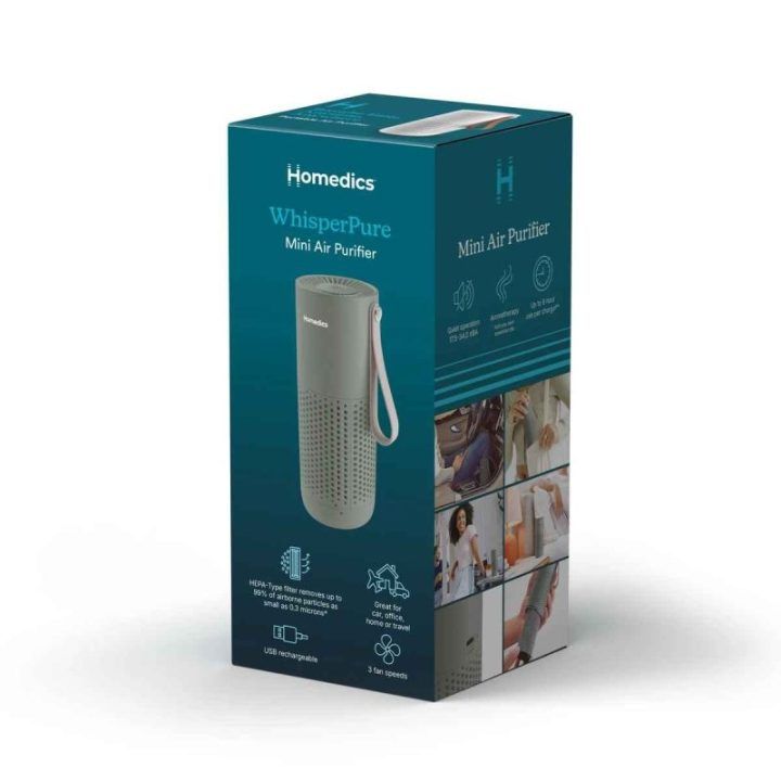 Mini oro valytuvas su HEPA tipo filtru Homedics WhisperPure, 18 × 7 cm
