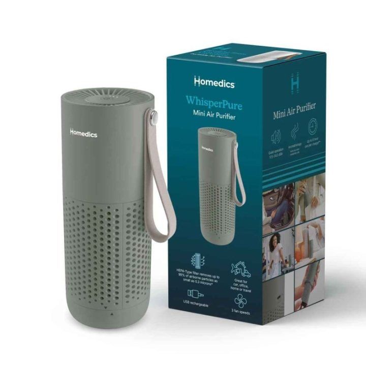 Mini oro valytuvas su HEPA tipo filtru Homedics WhisperPure, 18 × 7 cm