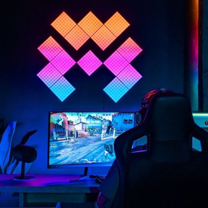 Išmaniųjų LED šviesos blokų rinkinys Twinkly Squares, 6 blokai, 384 RGB LED taškai