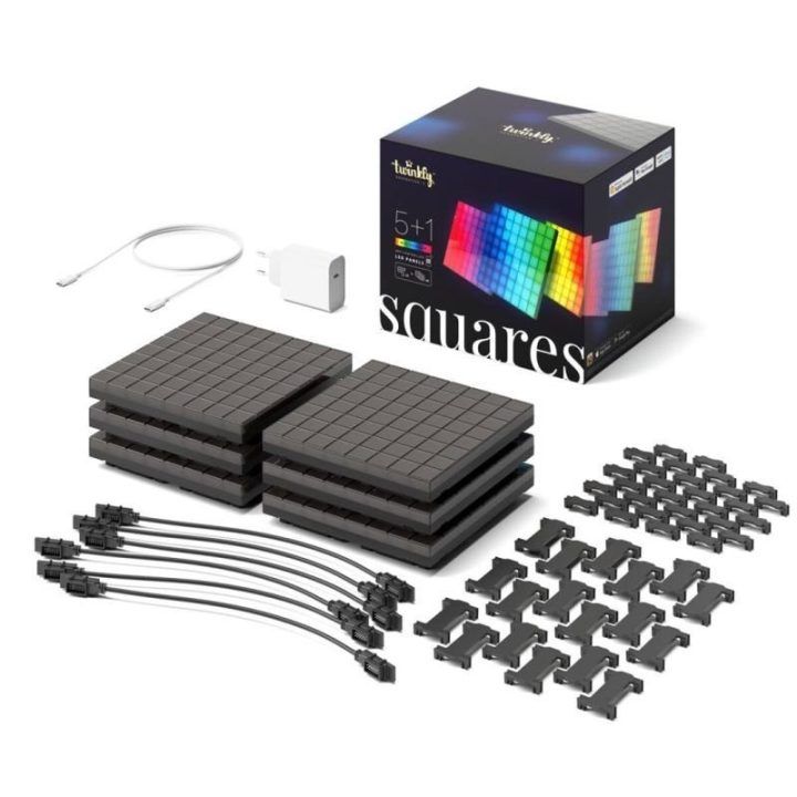 Išmaniųjų LED šviesos blokų rinkinys Twinkly Squares, 6 blokai, 384 RGB LED taškai