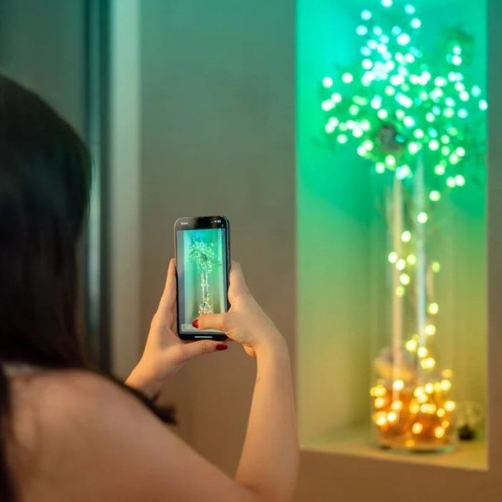 LED girlianda su 100 širdelių formos RGB lempučių Twinkly Candies, 6 m, įvairiaspalvė