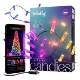 Kalėdinė girlianda su 200 žvakės formos RGB LED lempučių Twinkly Candies, 12 m, įvairiaspalvė