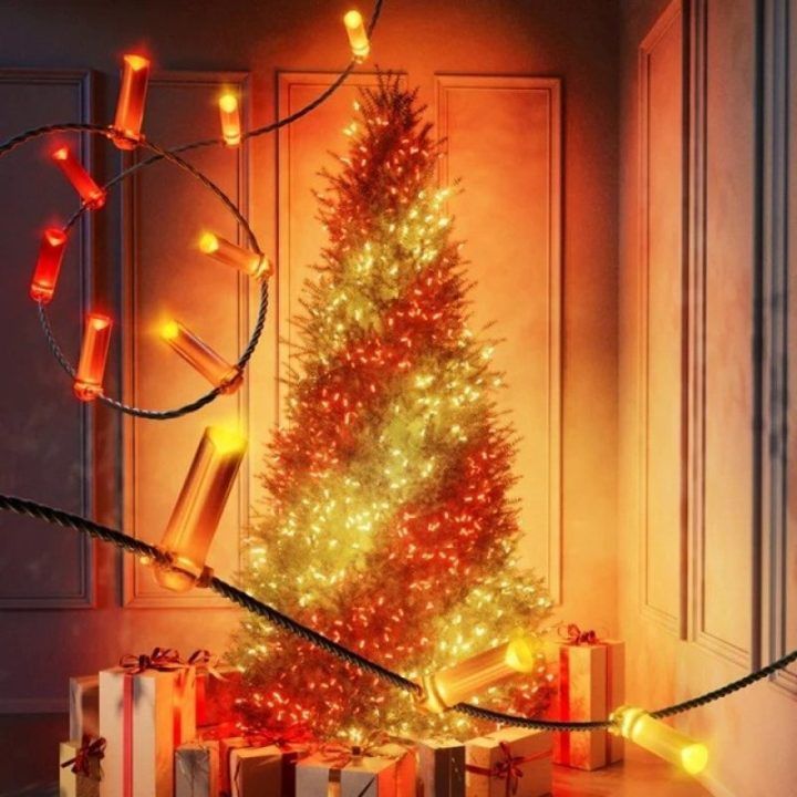 Kalėdinė girlianda su 200 žvakės formos RGB LED lempučių Twinkly Candies, 12 m, įvairiaspalvė
