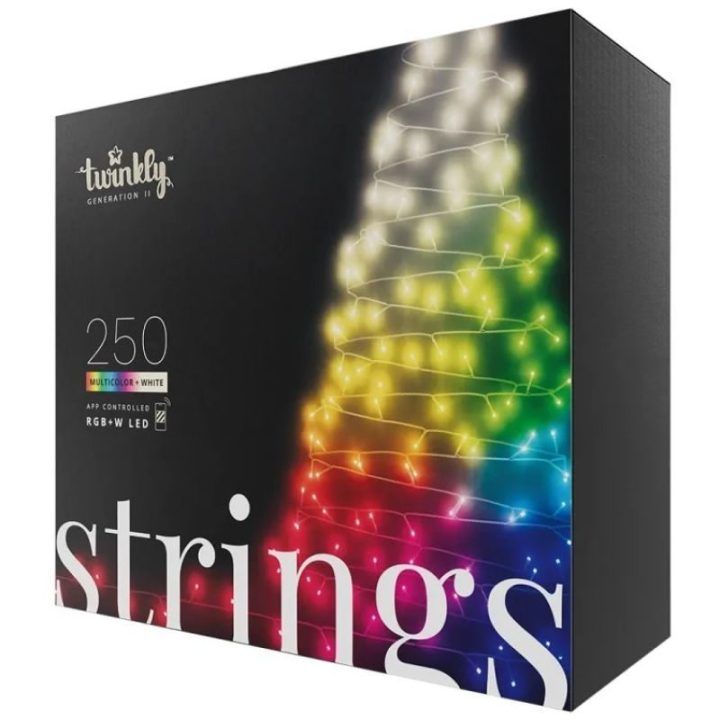 LED girlianda Twinkly Strings su permatomu laidu, 20 m, 250 LED, įvairiaspalvė / balta