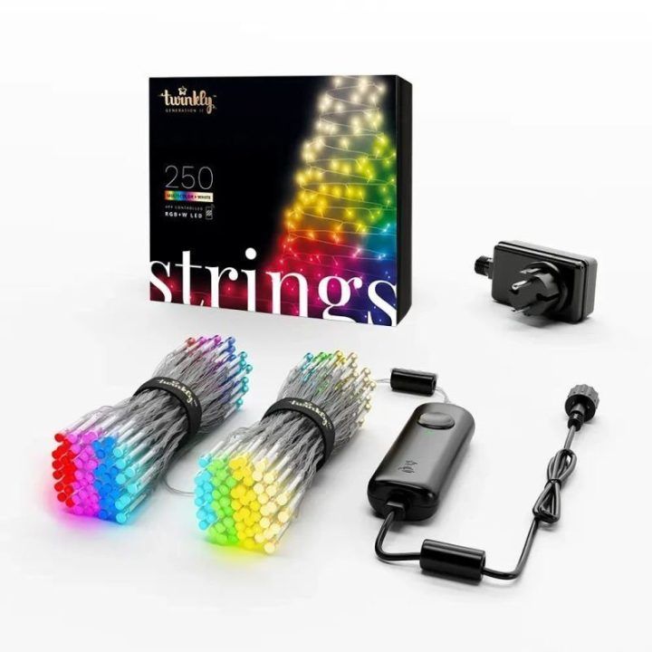LED girlianda Twinkly Strings su permatomu laidu, 20 m, 250 LED, įvairiaspalvė / balta
