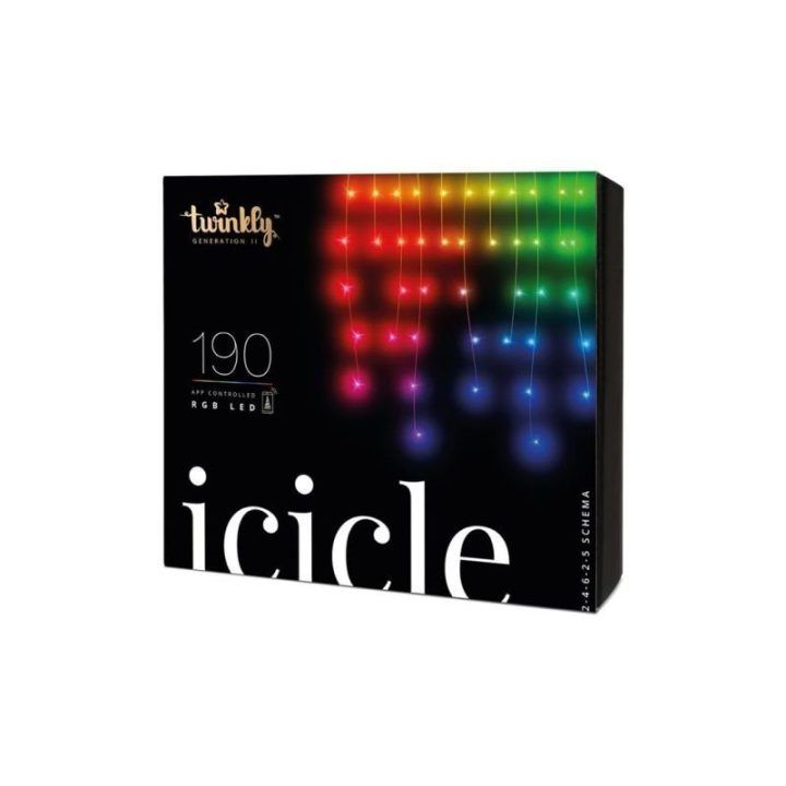 Išmanieji RGB LED varvekliai Twinkly, 190 LED, 5 × 0,7 m, įvairiaspalviai