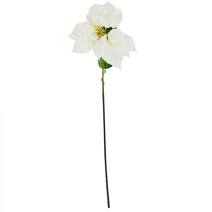 Kalėdinė puansetijos dekoracija, balta, 30 cm