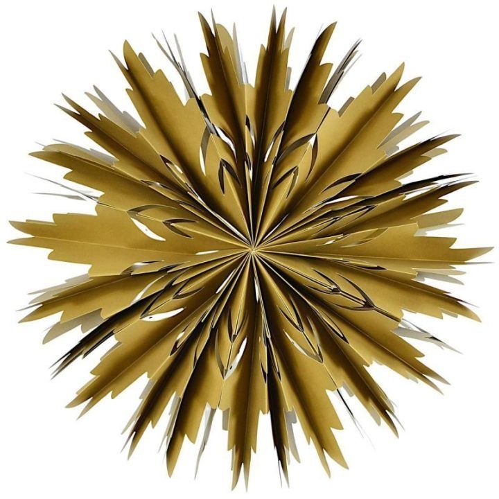 Kalėdinė popierinė dekoracija – kabanti snaigė MICA, 50 cm, ruda
