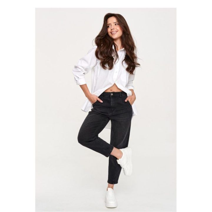 Juodos mom fit džinsinės kelnės Makadamia