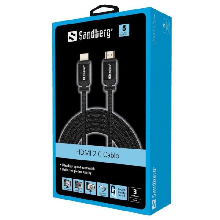 HDMI 2.0 kabelis su HDMI kištukais Sandberg, 3 m