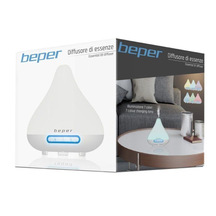 Eterinių aliejų difuzorius su 7 spalvų LED apšvietimu Beper Essence, 140 ml