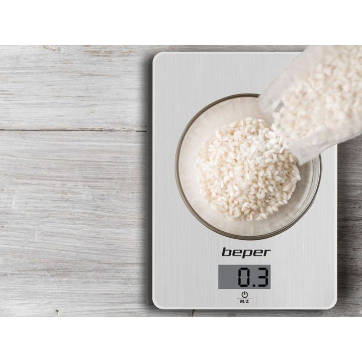 Skaitmeninės virtuvinės svarstyklės su taros funkcija Beper, 1 g–5 kg