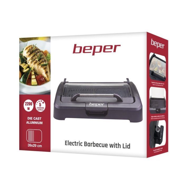 Elektrinė kepsninė su 5 temperatūros lygiais Beper, 2200 W, 39 × 29 cm