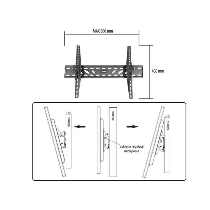 Televizoriaus sieninis laikiklis 32–60 colių Tracer Wall 660, 50 kg, juodas