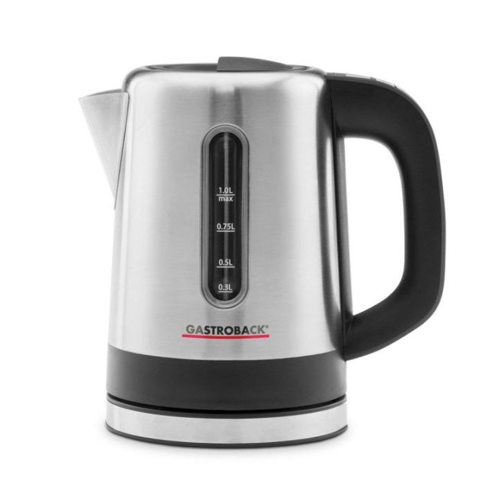 Elektrinis virdulys Gastroback Design Mini, 1 l, juodas su nerūdijančiojo plieno korpusu