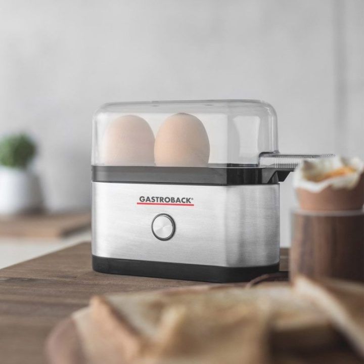 Kiaušinių virimo aparatas Gastroback Design Minii, 3 kiaušiniams, 350 W, juodas su nerūdijančiojo plieno apdaila