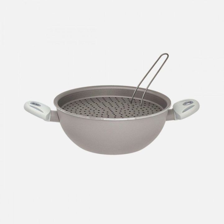 Wok keptuvė su dviem rankenomis ir dangčiu Pensofal White Diamond Vapsi, 24 cm, 3 l
