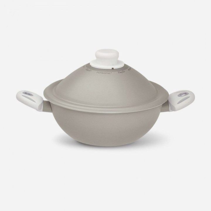 Wok keptuvė su dviem rankenomis ir dangčiu Pensofal White Diamond Vapsi, 24 cm, 3 l