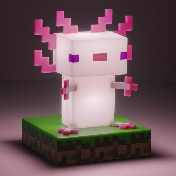 Dekoratyvinis šviestuvas su Minecraft aksolotlio motyvu Paladone, 11 cm, rožinis