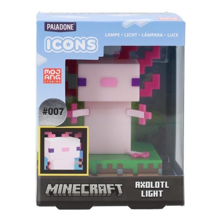 Dekoratyvinis šviestuvas su Minecraft aksolotlio motyvu Paladone, 11 cm, rožinis