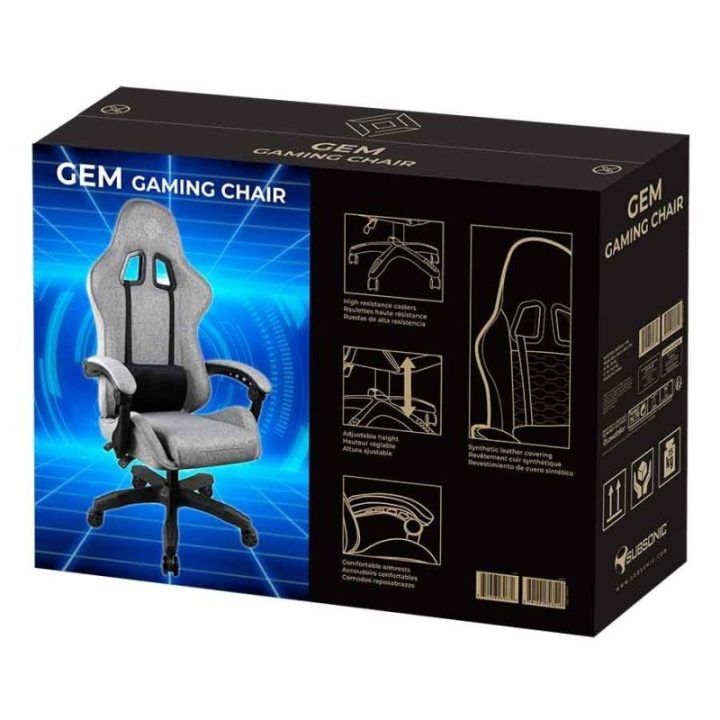 Žaidimų kėdė su reguliuojamu aukščiu ir pasvirimu Subsonic Gem, pilka