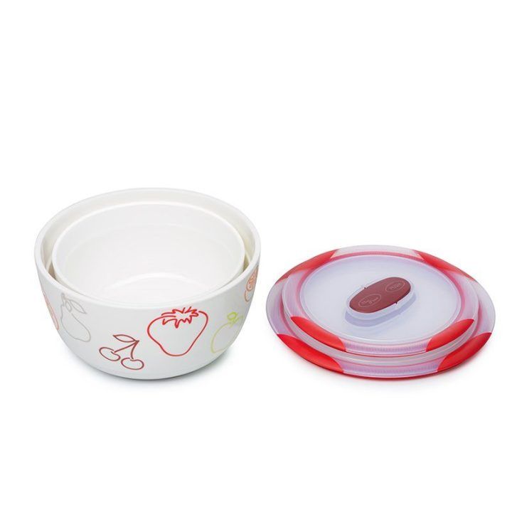 Keraminių dubenų rinkinys Oursson BS4781RC/DC, 3 l, 2 vnt., tamsiai vyšninės spalvos