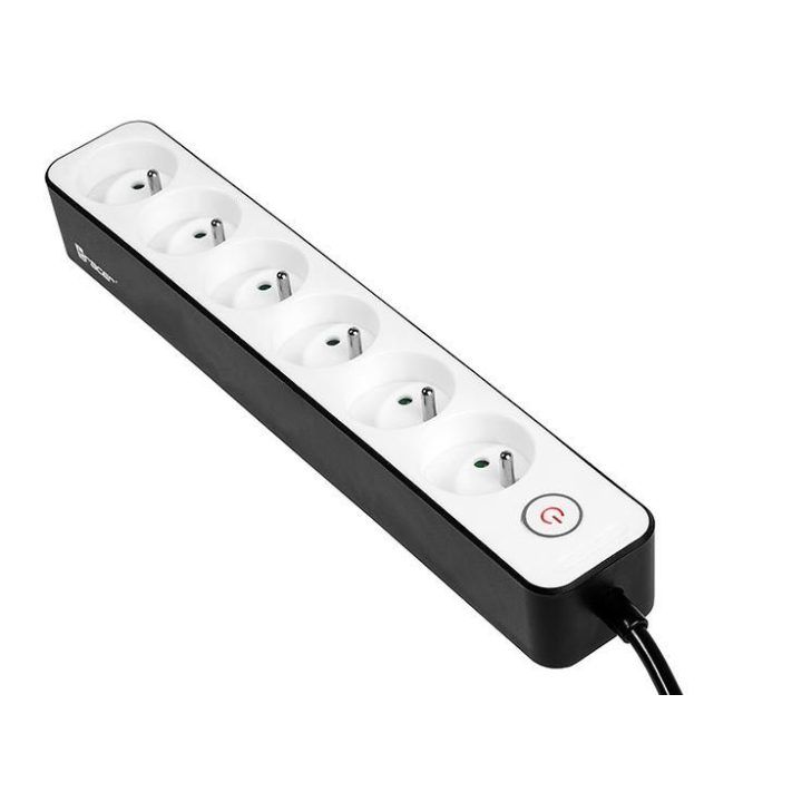 Maitinimo ilgintuvas su 6 įžemintais lizdais Tracer Zebra, 1,5 m, juoda su balta