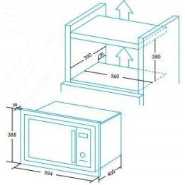Įmontuojama mikrobangų krosnelė su griliu Edesa EMW-2530-IG XBK, 25 l, juoda