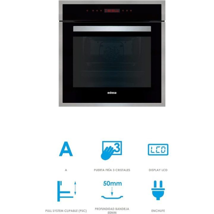 Elektrinė orkaitė Edesa EOE-7050 BK, 70 l, juoda ir nerūdijančiojo plieno spalvos