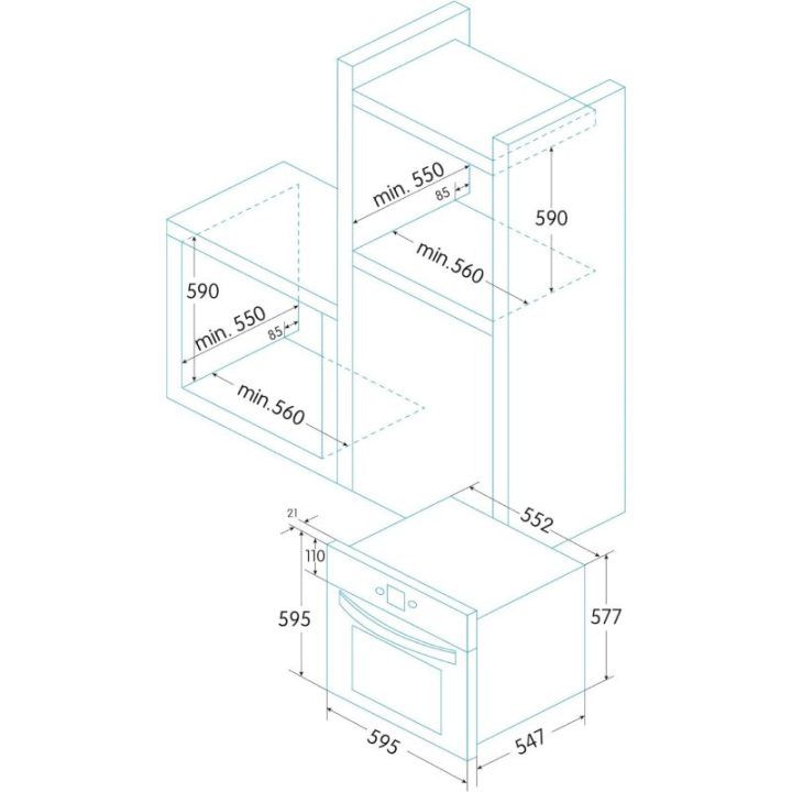 Elektrinė orkaitė Edesa EOE-7050 BK, 70 l, juoda ir nerūdijančiojo plieno spalvos