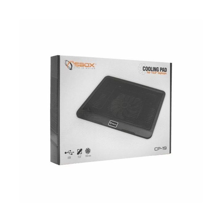 Nešiojamojo kompiuterio aušinimo stovas Sbox CP-19, 15,6 colio, juodas