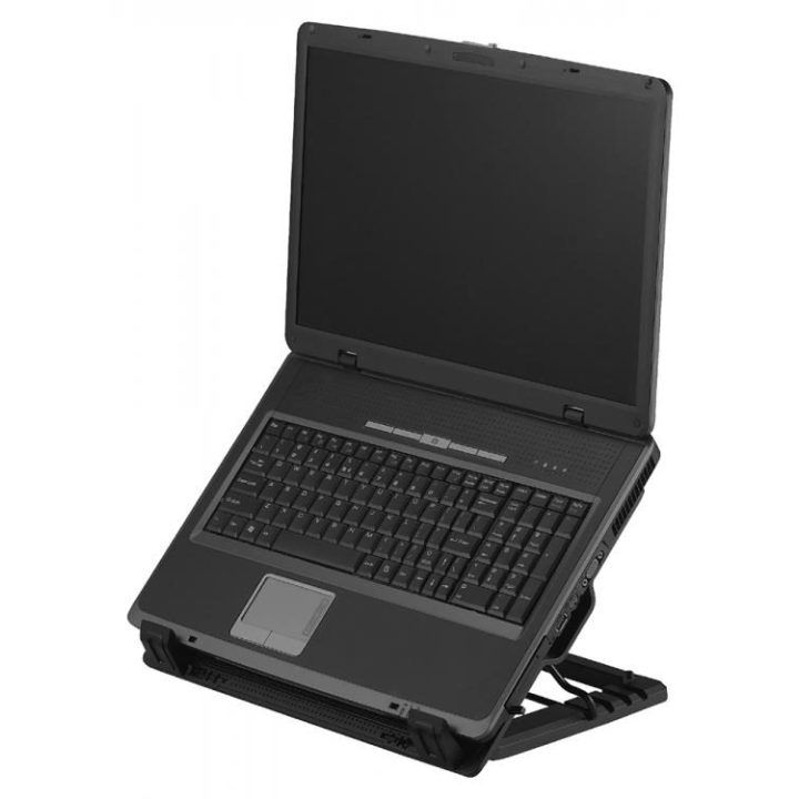 Nešiojamojo kompiuterio aušinimo stovas Sbox CP-12, 17,3 colio, juodas