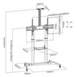 Mobilus grindų stovas televizoriui Sbox FS-3610, 60–100 colių, 100 kg, juodas