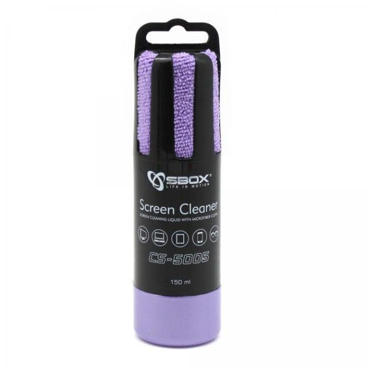Ekranų valymo rinkinys Sbox CS-5005U, 150 ml, violetinis