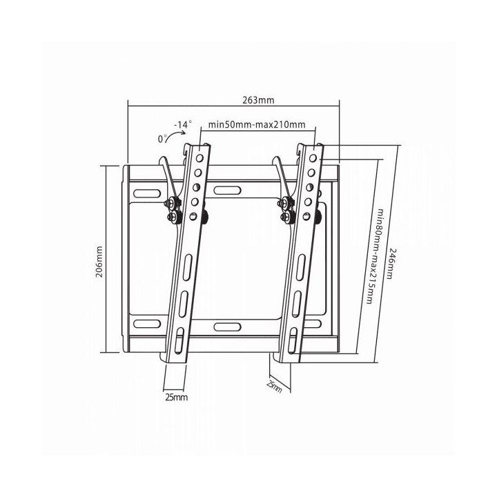 Sieninis pakreipiamas televizoriaus laikiklis Sbox PLB-3422T, 23–43 colių, 35 kg, juodas