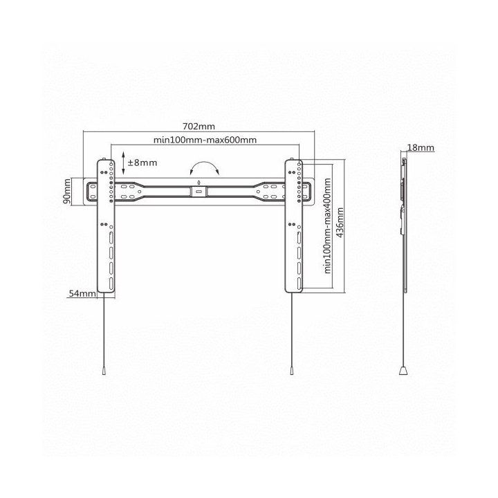 Fiksuotas televizoriaus laikiklis 37–70 colių Sbox PLB-5746F, juodas