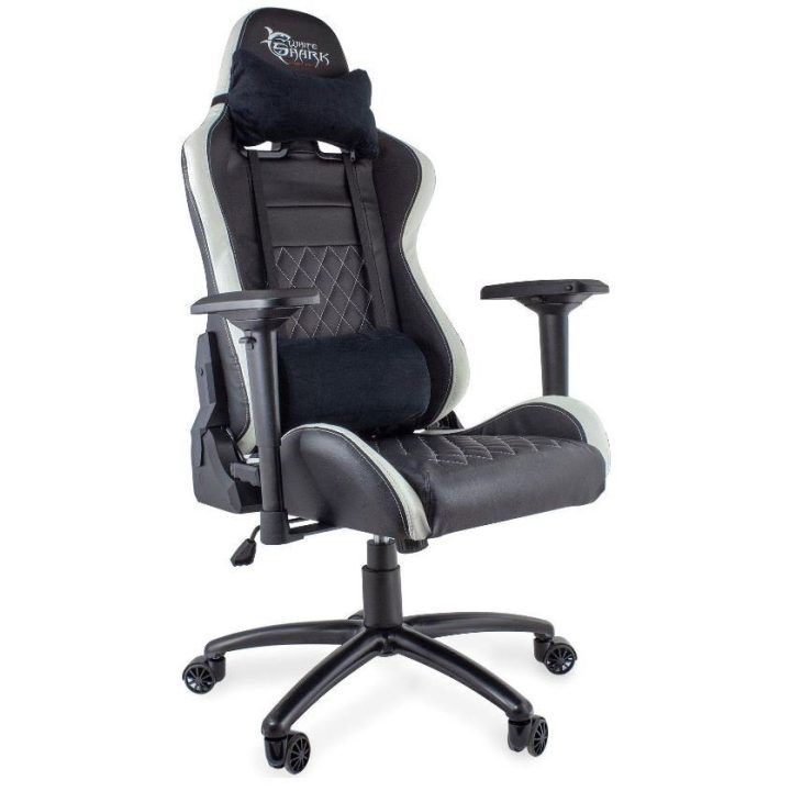 Žaidimų kėdė su reguliuojamu atlošu White Shark Nitro GT, juoda su balta