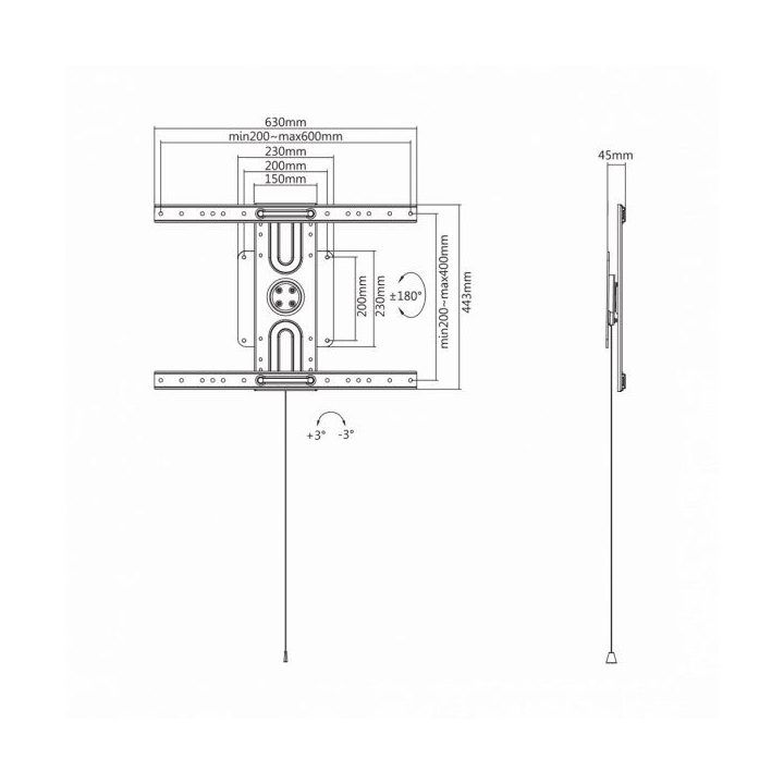 Fiksuotas televizoriaus sieninis laikiklis Sbox PLB-1246F, 37–70 colių, juodas