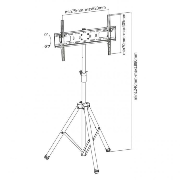 Televizoriaus stovas Sbox FST-846, 37–70 colių, juodas