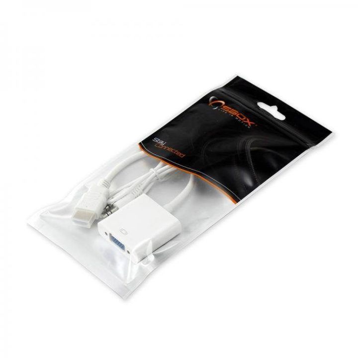 HDMI–VGA adapteris su 3,5 mm garso jungtimi Sbox AD.HDMI-VGA+A, 0,2 m, baltas
